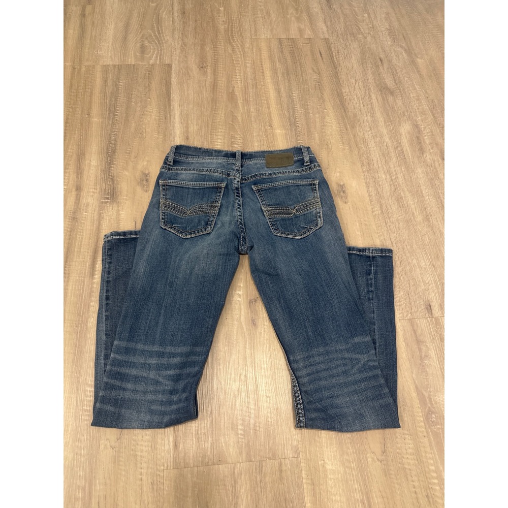 BKE Aiden Bootleg Jeans Mens 31L Medium Wash Distressed western cowboy Denim